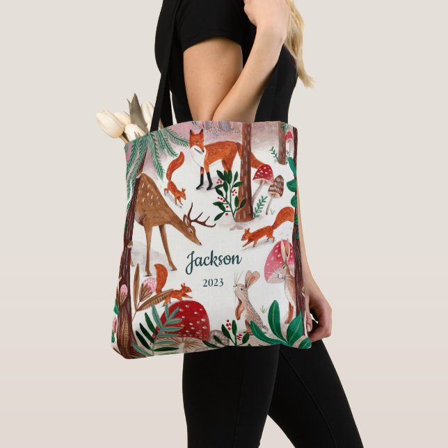 Tote Bag Cute Woodland Animaux Forêt de Noël (De près)