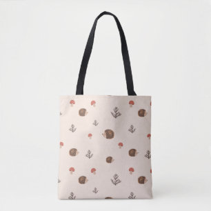 Tote Bag Cute Woodland Hérisson et Motif de champignons