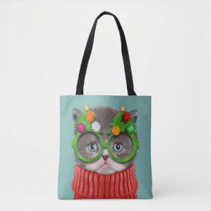 Tote Bag Cutest Baby Animals   Cat Christmas Sweater