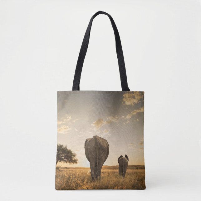 Tote Bag Cutest Baby Animals | Elephant Calf & Mother (Devant)
