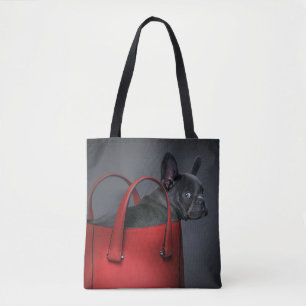 Tote Bag Cutest Baby Animals   French Bulldog Red Hand Bag