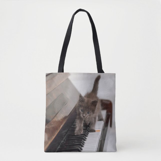 Tote Bag Cutest Baby Animals | Kitten on Piano (Devant)