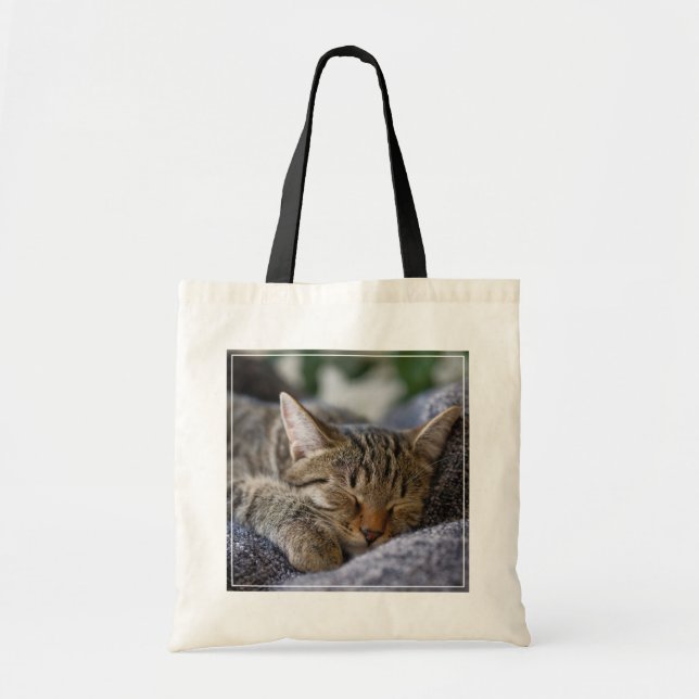 Tote Bag Cutest Baby Animals | Tabby Kitten Sleeping (Devant)