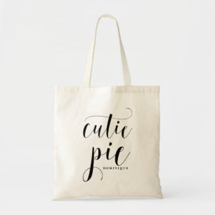 Tote Bag Cutie Pie Black Calligraphie moderne Personnalisée