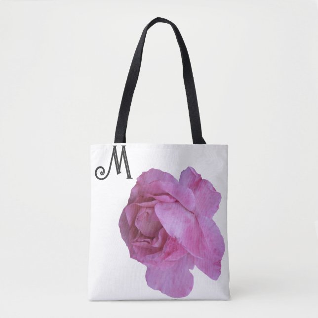 Tote Bag Cutomizable M nom jolie rose rose belle (Devant)