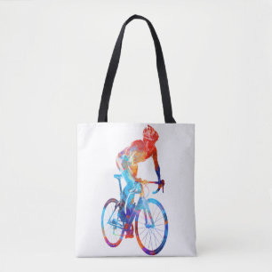 Tote Bag Cycling Road Bicycle Watercolor Painting