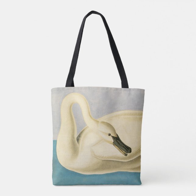 Tote Bag Cygne trompette par John James Audubon, Oiseau Vin (Dos)