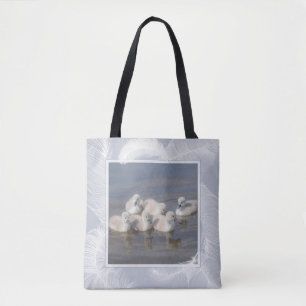 Tote Bag Cygnet jeunes cygnet cygnes & plumes Blue Fourre-t