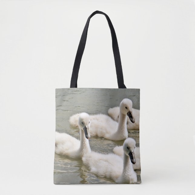 Tote Bag Cygnets de cygne nager (Devant)