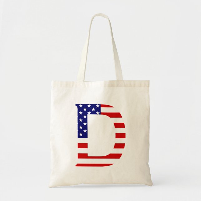 Tote Bag D Monogramme superposé sur le drapeau américain bt (Devant)