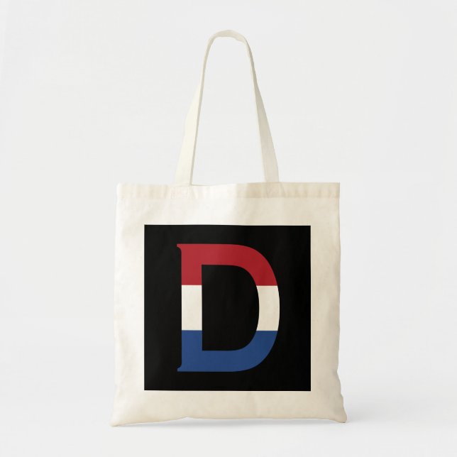 Tote Bag D Monogramme superposé sur NLD Flag sur bk btcn (Devant)