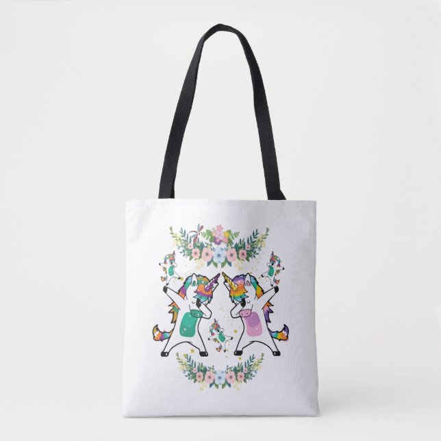 Tote Bag Dabbing Famille Unicorn (Devant)