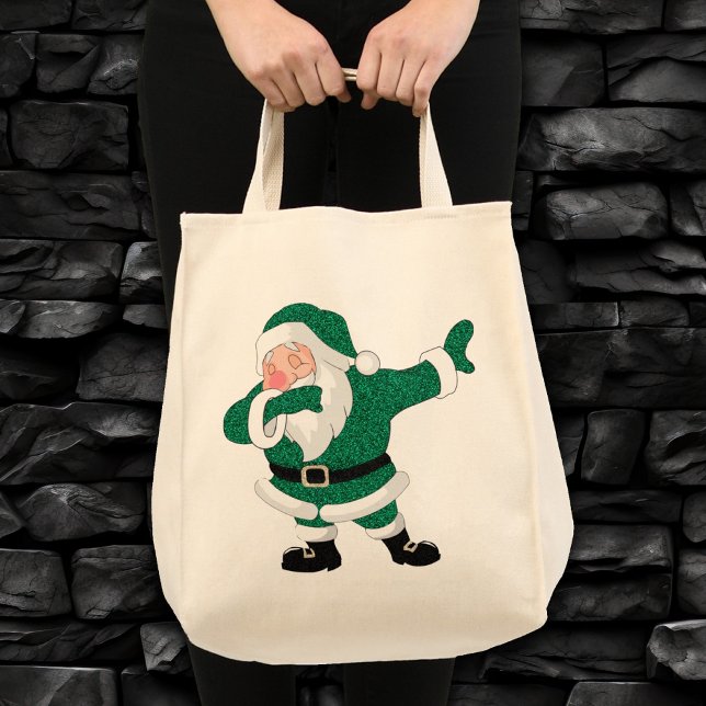 Tote Bag Dabbing Green Santa Claus | Fun Holiday XMAS Humou (Créateur téléchargé)