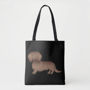 Tote Bag Dachshund à longs poils au chocolat Dessin animé d