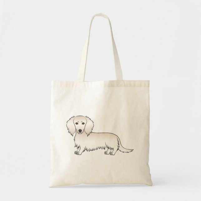 Tote Bag Dachshund à longs poils crème Chien de dessin anim (Devant)