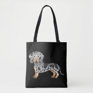 Tote Bag Dachshund à poil court panaché noir et feu - Noir