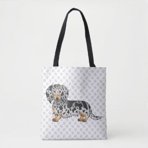 Tote Bag Dachshund à poil long noir et tan panaché & pattes
