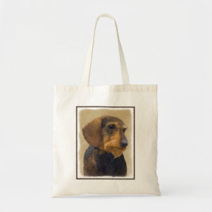 Tote Bag Dachshund (À poils durs) Peinture Chien Art origin
