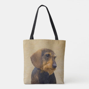 Tote Bag Dachshund (À poils durs) Peinture Dog Art origina