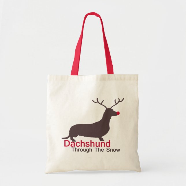 Tote Bag Dachshund À Travers La Neige (Devant)