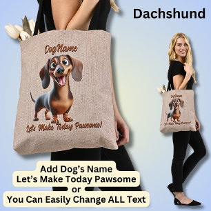 Tote Bag Dachshund - Ajouter le nom du chien, modifier le t