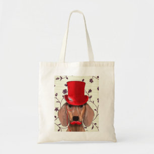 Tote Bag Dachshund Avec Chapeau Rouge Haut
