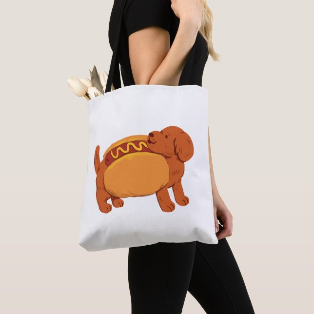 Tote Bag Dachshund Chien en costume hot dog (De près)