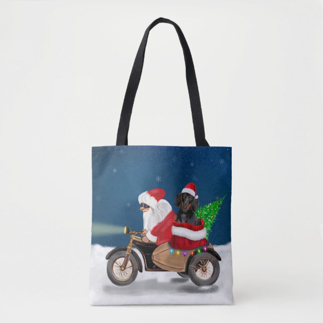 Tote Bag Dachshund Chien Noël Père Noël (Devant)