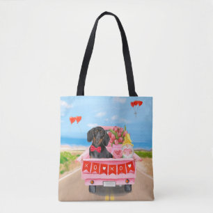 Tote Bag Dachshund Chien Saint-Valentin Camion Cœurs