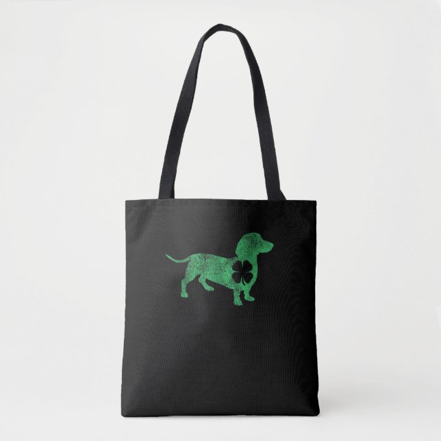 Tote Bag Dachshund Chien Shamrock St. Patrick's Day Saint P (Devant)