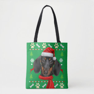Tote Bag Dachshund Chien Vilain Noël