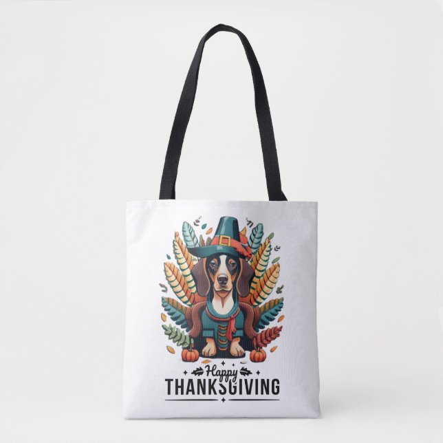 Tote Bag Dachshund Chien Weiner Turquie Costume Thanksgivin (Devant)