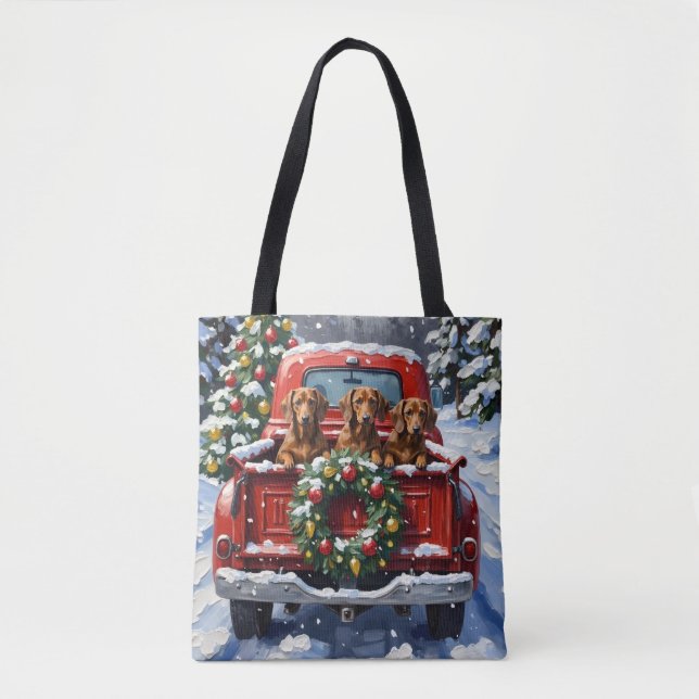 Tote Bag Dachshund Christmas Red Truck Holiday (Devant)
