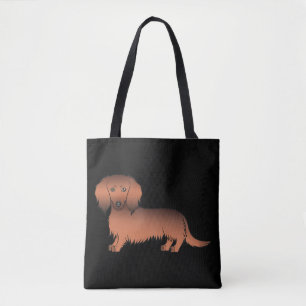 Tote Bag Dachshund de dessin animé à poil long rouge sable