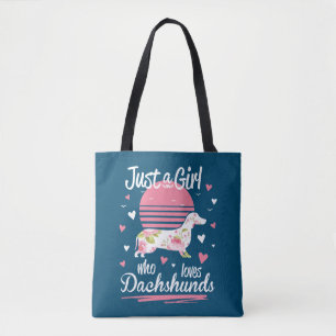 Tote Bag Dachshund Design, Juste Une Fille Qui Aime Les Dac