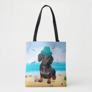 Tote Bag Dachshund Dog sur la plage