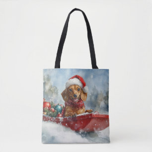 Tote Bag Dachshund en traîneau Laissez neige Noël