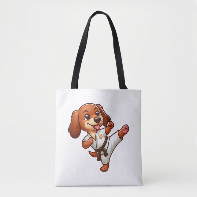 Tote Bag Dachshund karaté arts martiaux (Devant)