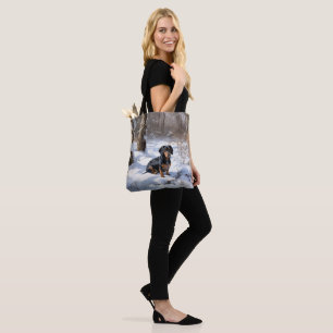 Tote Bag Dachshund Laissez tomber la neige Noël