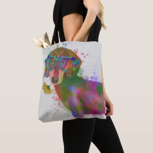 Tote Bag Dachshund & Lunettes Rainbow Splash