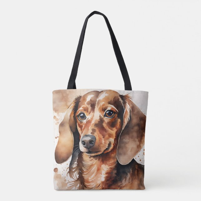 Tote Bag Dachshund marron (Dos)
