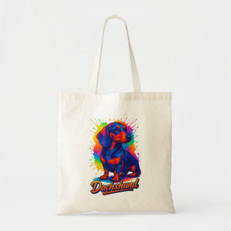 Tote Bag Dachshund Pop Art Vibrant – Chien de couleur néon