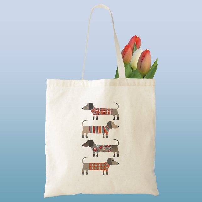 Tote Bag Dachshund Saucisse Chien Art (Dachshund Wiener Sausage Dog tote bag)