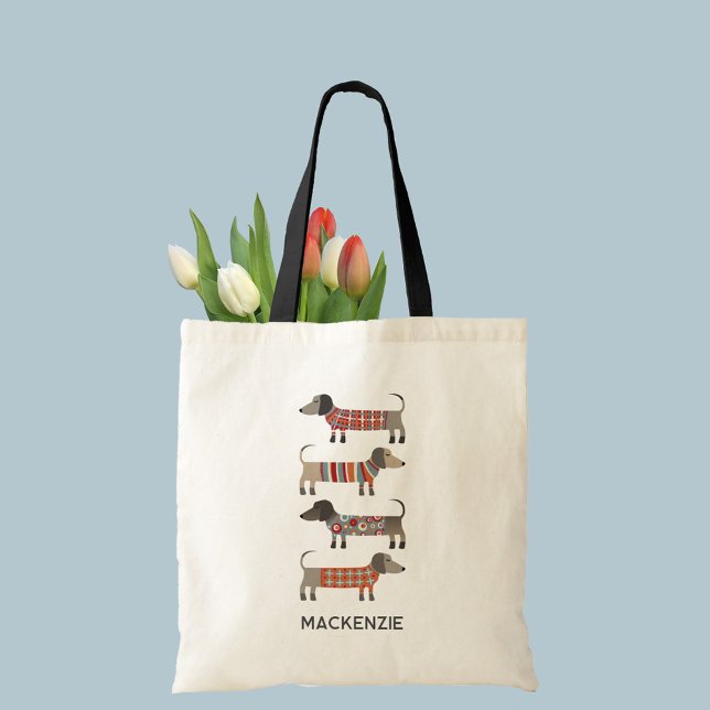 Tote Bag Dachshund Sausage Chien Personnalisé (Créateur téléchargé)