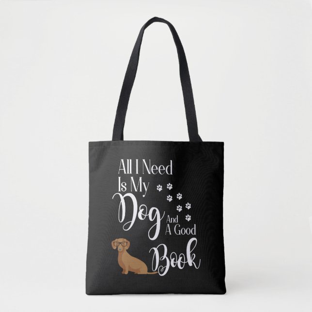 Tote Bag Dachshund Wiener Chien Doxie Lecteur de livre Love (Devant)