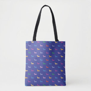 Tote Bag Dachshunds colorés bleu Motif