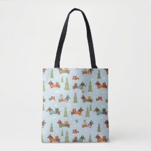 Tote Bag Dachshunds festifs dans le Motif de neige