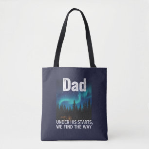Tote Bag Dad Camping sous les lumières du Nord Personnalisa