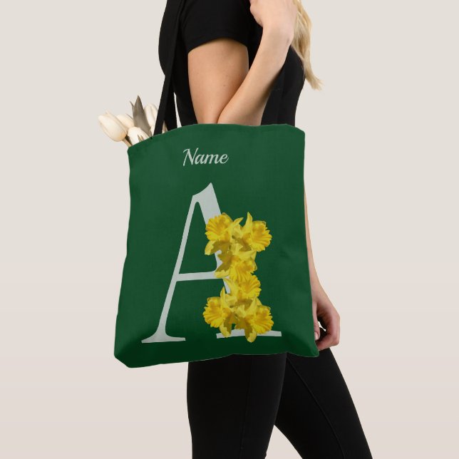 Tote Bag Daffodique Monogramme Initial A Votre Nom (De près)