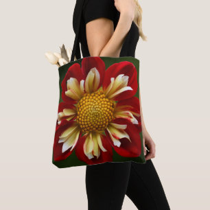Tote Bag Dahlia floral à collerette rouge